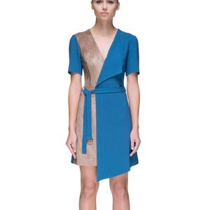 LATTORI- NUDE TURQUOISE ASYMMETRIC MINI DRESS